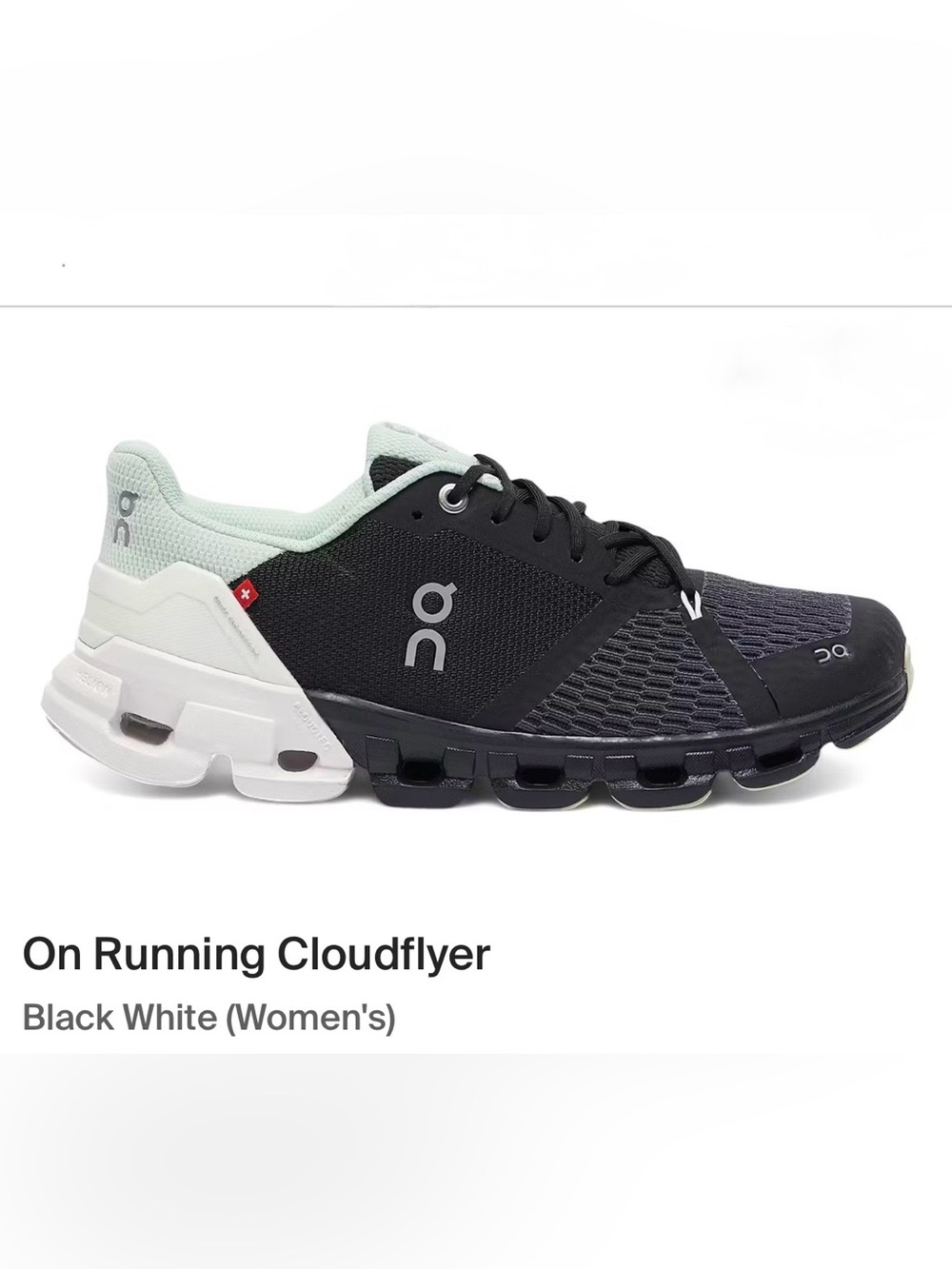 On Cloud Running Cloudflyer women’s Black & Mint Athletic Running Shoes